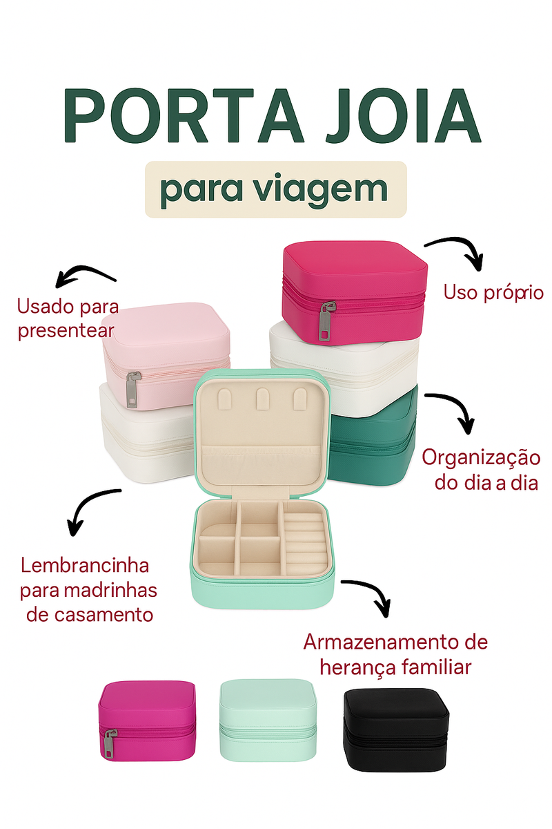 Mini Porta-Jóias em Couro Sintético Preto